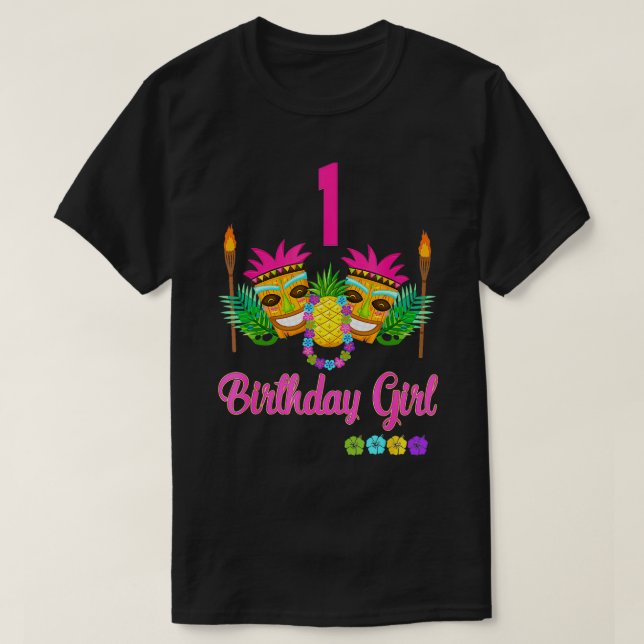 Camiseta Fiesta de cumpleaños de Luau de Hawái que coincide (Diseño del anverso)