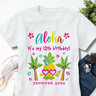 Camiseta Fiesta de cumpleaños de Luau, la piña tropical div