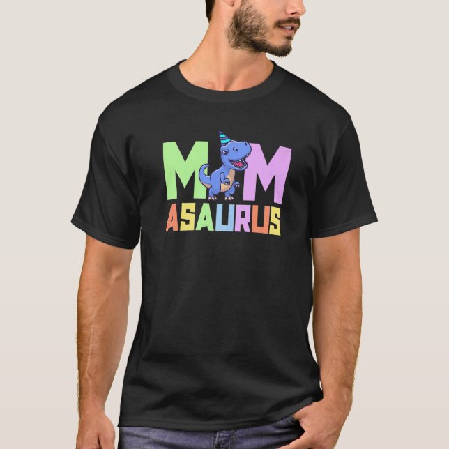 Camiseta Fiesta de cumpleaños de mamá Asaurus Dinosaur TRex (Anverso)