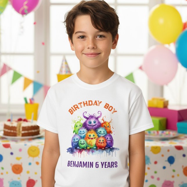 Camiseta Fiesta de Cumpleaños de Monstruos Lindos para Niño (Subido por el creador)