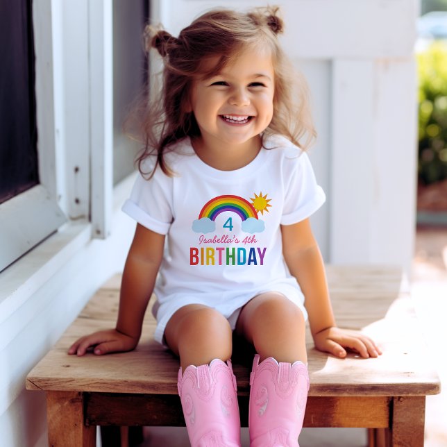 Camiseta Fiesta de Cumpleaños de Niñas Cielo Arcoíris Moder (Subido por el creador)