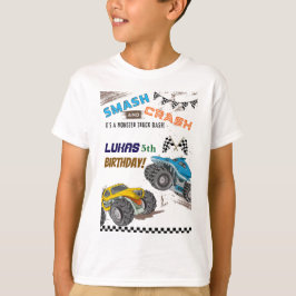 Camiseta Fiesta de Cumpleaños de Niño Camiones Monstruo Fam