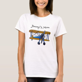 Camiseta Fiesta de cumpleaños de niños con biplano azul y a