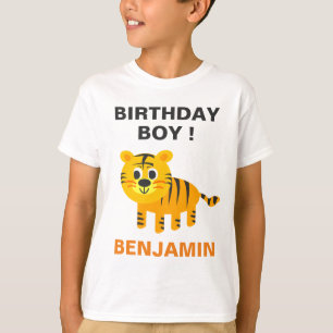 Camiseta Fiesta de Cumpleaños de Niños con Tigre Adorable