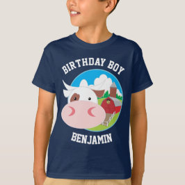 Camiseta Fiesta de cumpleaños de niños de granja de vaca cu