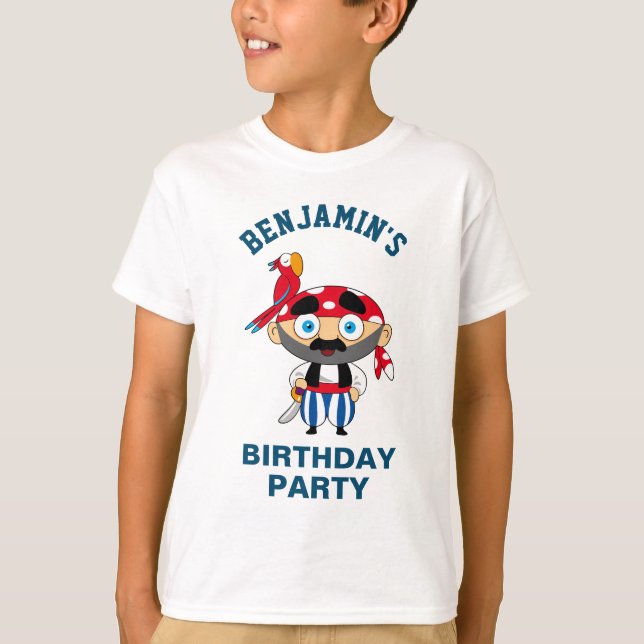 Camiseta Fiesta de cumpleaños de niños piratas lindos (Anverso)