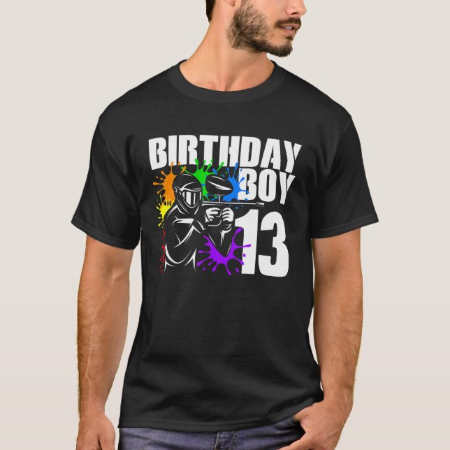 Camiseta Fiesta de cumpleaños de Paintball de 13 años 13º G (Anverso)