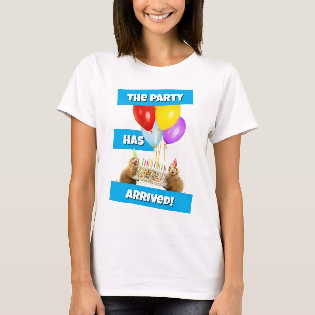 Camiseta Fiesta de Cumpleaños de Perro de la Pradera (Anverso)