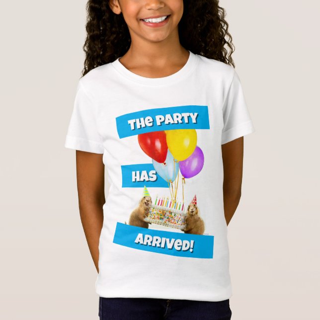 Camiseta Fiesta de Cumpleaños de Perro de la Pradera (Anverso)