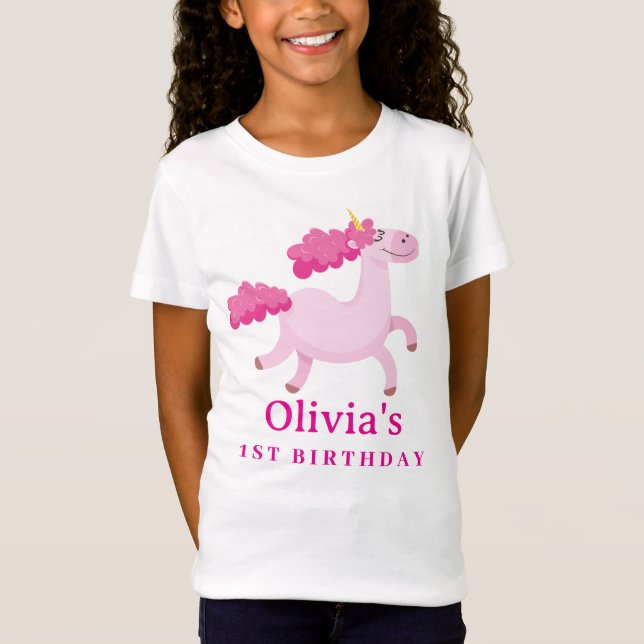 Camiseta Fiesta De Cumpleaños De Pink Unicorn Madical Cute (Anverso)