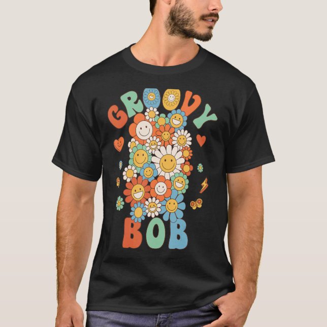 Camiseta Fiesta de cumpleaños de Retro Groovy Bob Groovy (Anverso)