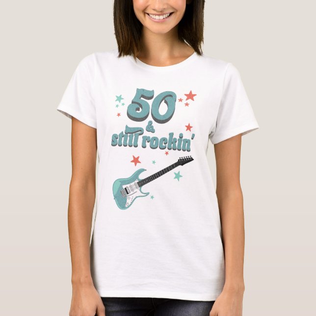 Camiseta Fiesta de cumpleaños de Rock Retro 50 personalizad (Anverso)