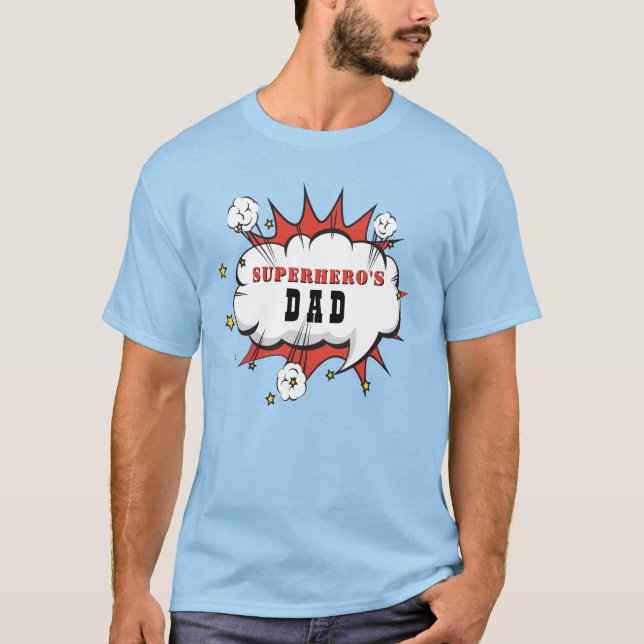 Camiseta Fiesta de cumpleaños de Superhéroe Dad Comic (Anverso)