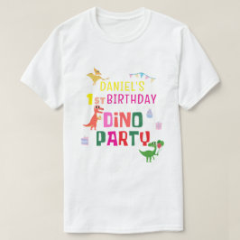 Camiseta fiesta de cumpleaños de un niño de dinosaurio chin