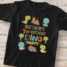 Camiseta Fiesta de cumpleaños de un niño de dinosaurio chin
