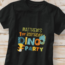 Camiseta fiesta de cumpleaños de un niño de dinosaurio chin