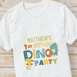Camiseta fiesta de cumpleaños de un niño de dinosaurio chin