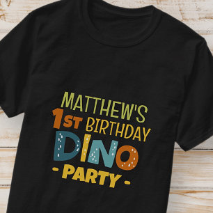 Camiseta Fiesta de cumpleaños de un niño de dinosaurio chin