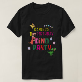Camiseta fiesta de cumpleaños de un niño de dinosaurio chin