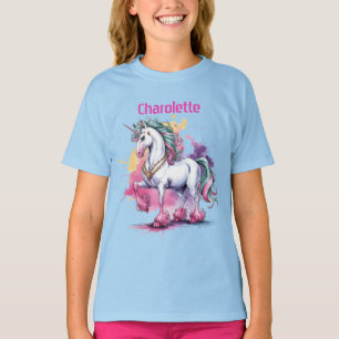Camiseta Fiesta de cumpleaños de Unicornio con acuarela enc