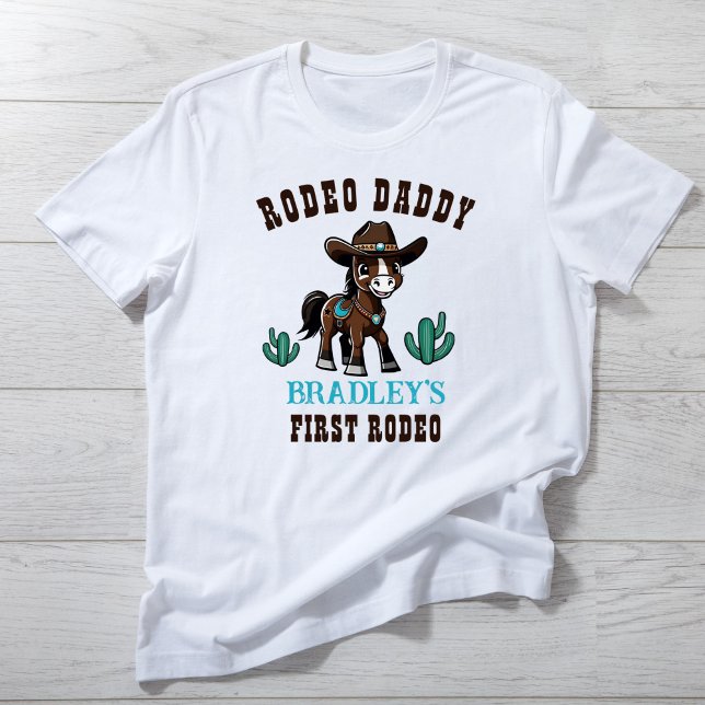 Camiseta Fiesta de cumpleaños del caballo de cowboy de Rode (Rodeo daddy birthday family photoshoot matching t-shirt cowboys horses birthday family shirt)