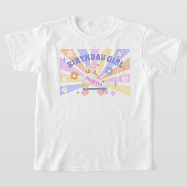 Camiseta Fiesta de cumpleaños del Chica Retro Roller Skate (Distribución)