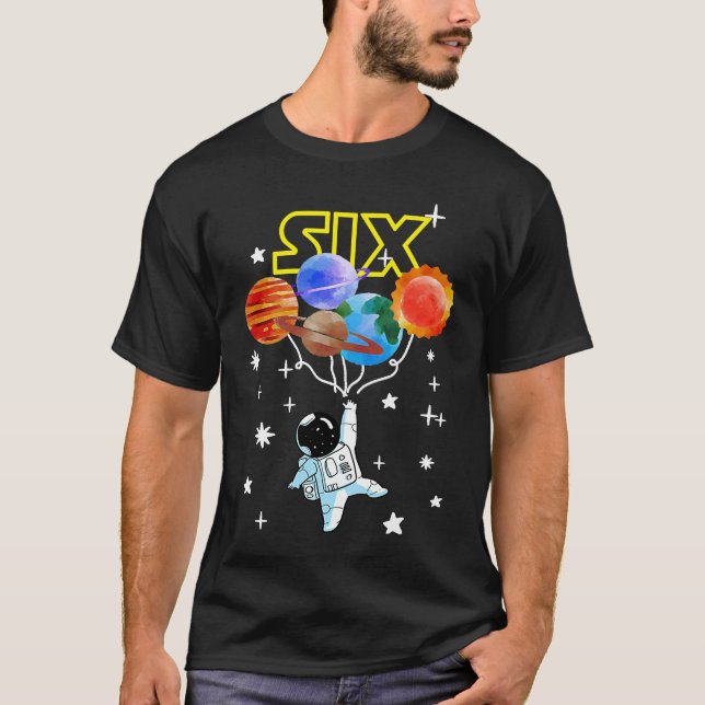 Camiseta Fiesta de cumpleaños del espacio exterior de 6 año (Anverso)