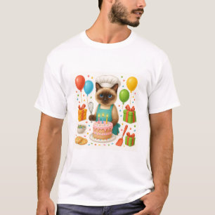 Camiseta Fiesta de cumpleaños del gato con tema de torta