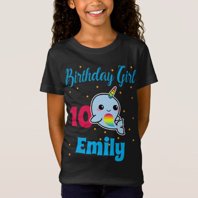 Camiseta Fiesta de cumpleaños del Personalizado Narwhal (Anverso)