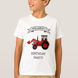 Camiseta Fiesta de cumpleaños del Tractor de la Granja Roja