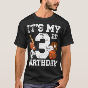 Camiseta Fiesta de cumpleaños deportivo de 3 años Cumpleaño