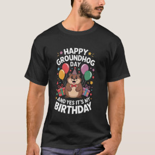 Camiseta Fiesta de Cumpleaños Día de la Marmota con Globos