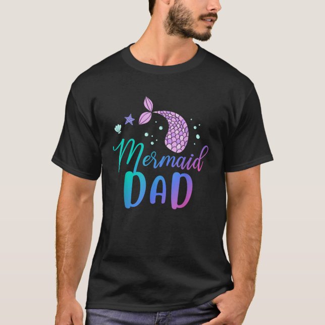 Camiseta Fiesta de cumpleaños divertida de Mermaid Dad (Anverso)