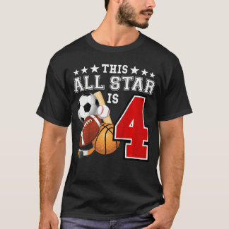 Camiseta Fiesta de cumpleaños estrella del deporte de 4 año