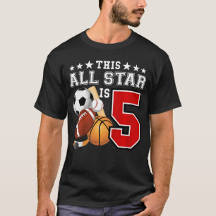Camiseta Fiesta de cumpleaños estrella del deporte de 5 año