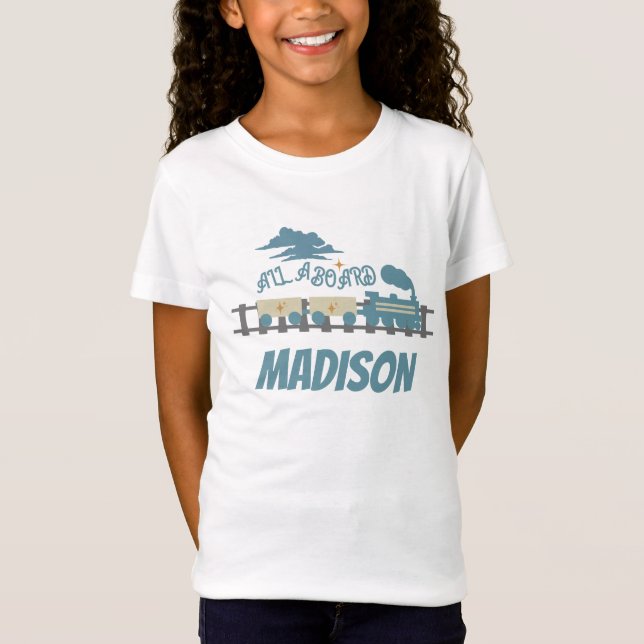 Camiseta Fiesta de cumpleaños infantil Tren Retro Terroso (Anverso)