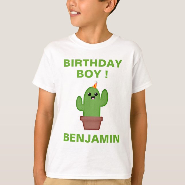 Camiseta Fiesta de cumpleaños linda del cactus de Kawaii de (Anverso)