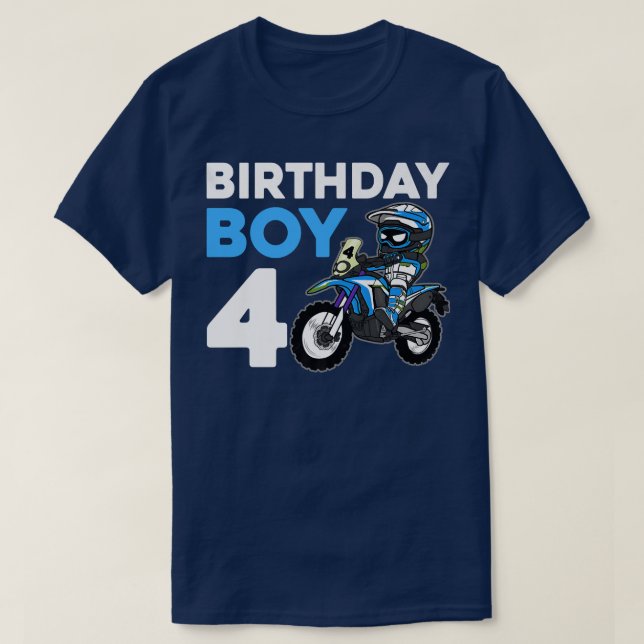 Camiseta Fiesta de cumpleaños Motocross 4º regalo de ciclis (Diseño del anverso)