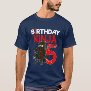 Camiseta Fiesta de cumpleaños Ninja de niños de 5 años