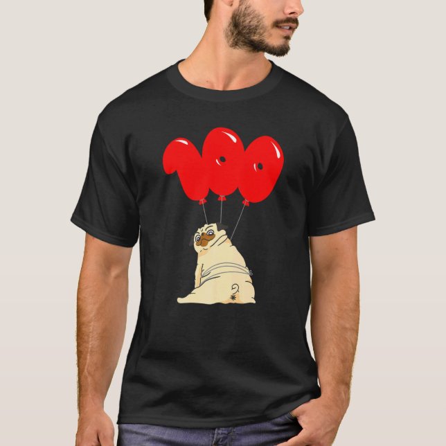 Camiseta Fiesta de Cumpleaños número 100 de Fat Pug (Anverso)