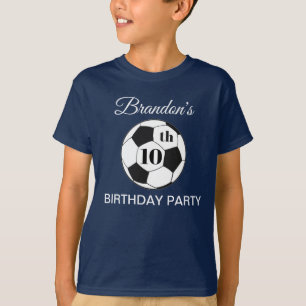 Camiseta Fiesta de cumpleaños número 10 Fútbol Azul Niños D