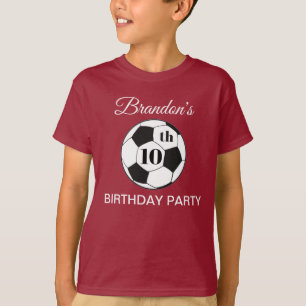 Camiseta Fiesta de cumpleaños número 10 Fútbol Rojo Niños D
