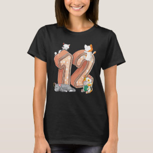 Camiseta Fiesta de cumpleaños número 12 de Gatos Doce 12 añ