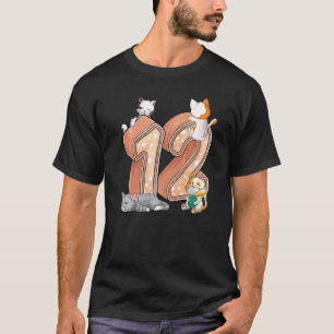 Camiseta Fiesta de cumpleaños número 12 de gatos doce 12 añ