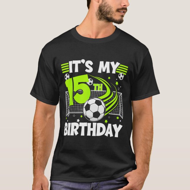 Camiseta Fiesta de cumpleaños número 15 de fútbol, cumpleañ (Anverso)