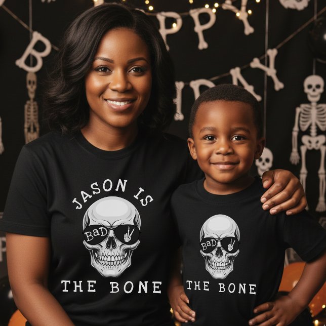 Camiseta Fiesta de cumpleaños número 2 de Esqueleto de Crán (Bad Two the Bone Skeleton Skull 2nd Birthday Party T-Shirt
)