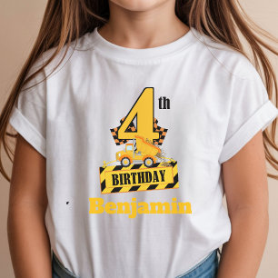 Camiseta Fiesta de cumpleaños número 4 tema construcción Du