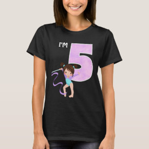 Camiseta Fiesta de cumpleaños número 5 de niña gimnasta de 
