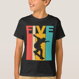 Camiseta Fiesta de cumpleaños número 5 de patinaje para pat
