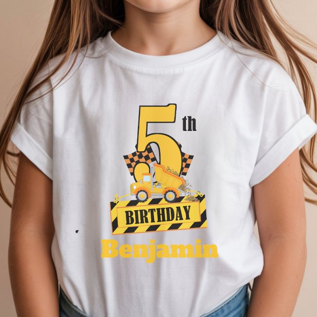 Camiseta Fiesta de cumpleaños número 5 tema construcción Du (Subido por el creador)